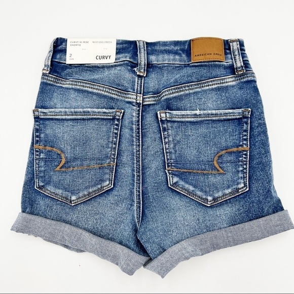 NWT American Eagle Curvy Hi-Rise Denim Shortie Shorts - Picture 4 of 7